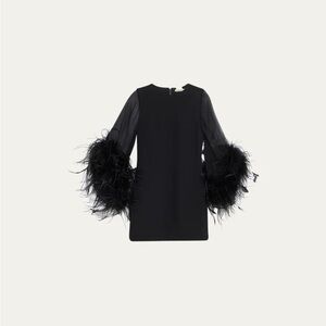 Alice + Olivia Black Izola Feather Sleeve Dress
